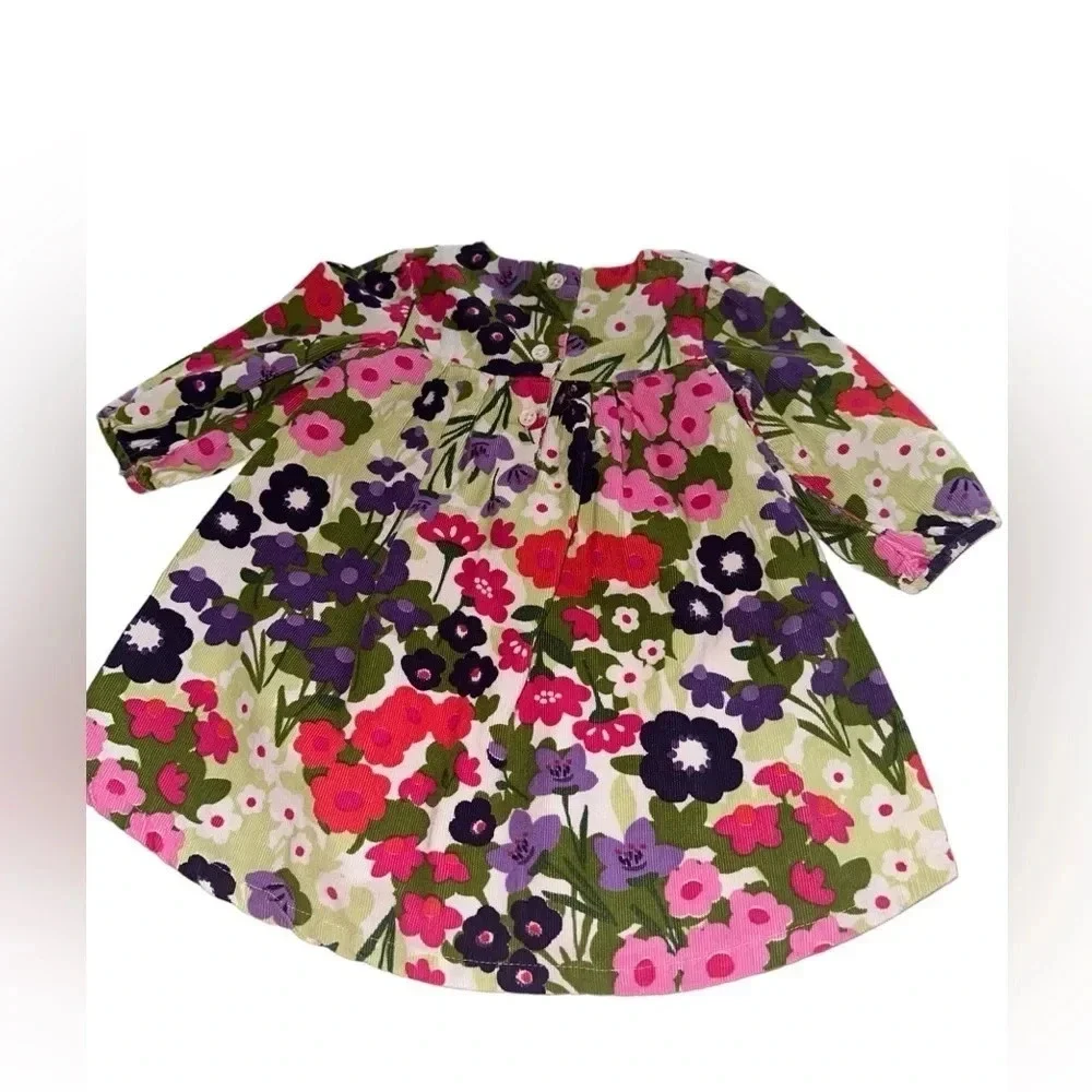Gymboree Girls. Size 6-12m Cotton Corduroy Floral Dress Pink Green Purple